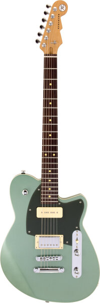 Reverend Double Agent OG Electric Guitar, Metallic Alpine, Action Position Back