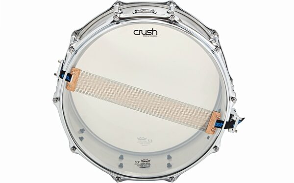 Crush Rolled Brushed Aluminum Snare Drum, Angled Front