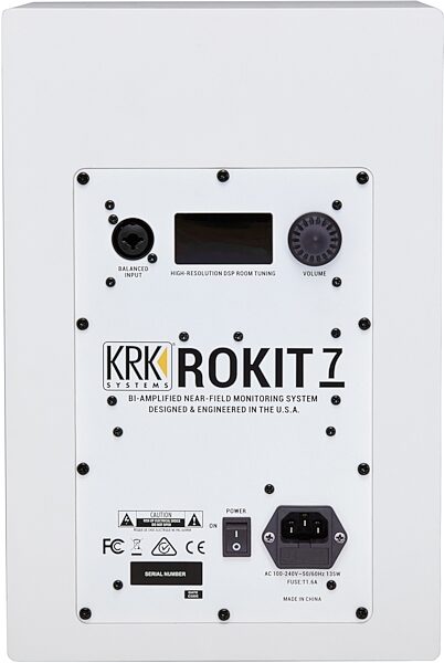 KRK RP7G4 Rokit 7 Generation 4 Powered Studio Monitor, White, Single Speaker, Detail Side
