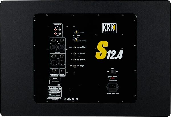 KRK S12.4 Powered Studio Subwoofer (220 Watts), 12 inch, Detail Side