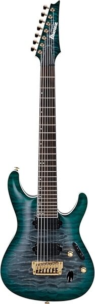 Ibanez S5527QFX Prestige Electric Guitar, 7-String (with Case), Dark Green Doom