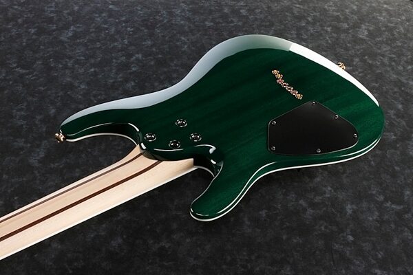 Ibanez S5527QFX Prestige Electric Guitar, 7-String (with Case), Dark Green Doom Body Back