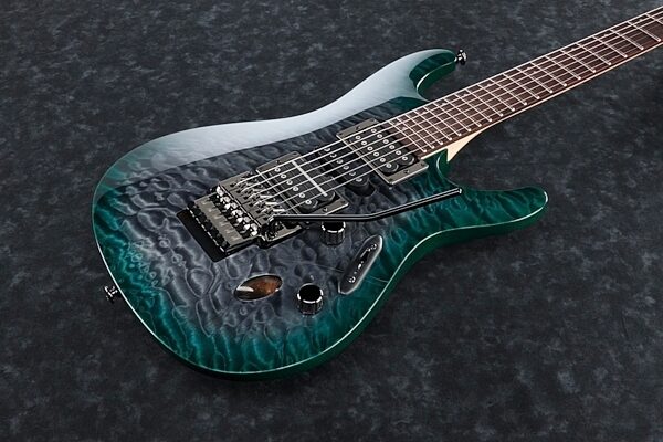 Ibanez S5570Q Prestige Electric Guitar (with Case), Dark Green Doom Body Top