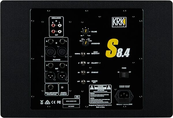KRK S8.4 Powered Studio Subwoofer (109 Watts), 8 inch, Detail Side