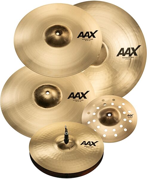 Sabian AAX Praise and Worship Cymbal Pack, 14 inch Medium Hats, 16 inch and 18 inch Crash, an, with 10&quot; Aero Splash, Detail Front