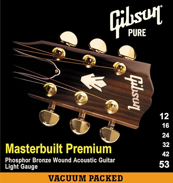 Gibson Masterbuilt Phosphor Bronze Acoustic Guitar Strings, Light