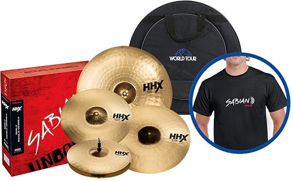 Sabian HHX Thin Performance Cymbal Pack, With Cymbal Bag and Sabian T-Shirt, cymbal