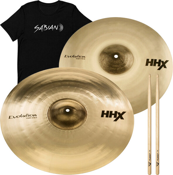 Sabian HHX Evolution Cymbal Package, With 5AW Pair and T-Shirt, pack