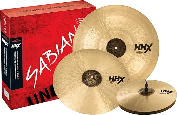 Sabian HHX Complex Performance Cymbal Pack, 15&quot; Hats, 19&quot; Crash, 22&quot; Ride, Action Position Back