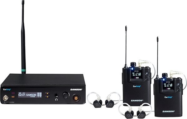 Samson EarAmp EWM100 In-Ear Wireless Monitoring System, Twin Pack, Band K, Action Position Back