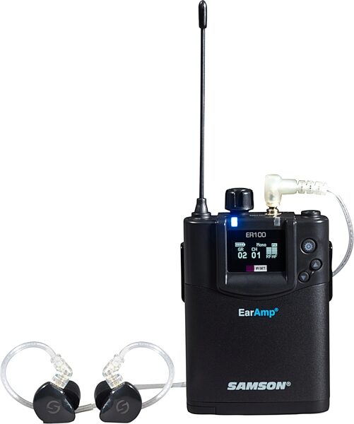 Samson EarAmp EWM100 In-Ear Wireless Monitoring System, Twin Pack, Band K, Action Position Back