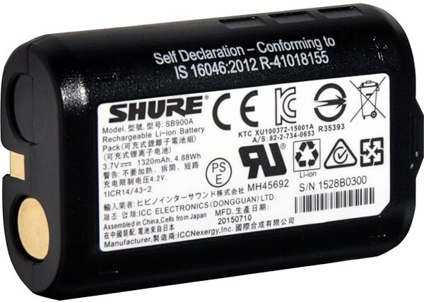 Shure SB900A Lithium-Ion Rechargeable Battery, Alt