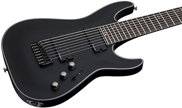 Schecter Blackjack SLS C-7 Electric Guitar, 7-String, Satin Black - Closeup