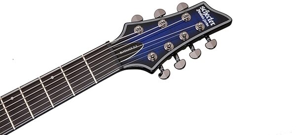 Schecter Blackjack SLS C-7 Electric Guitar, 7-String, See-Thru Blue Burst - Headstock