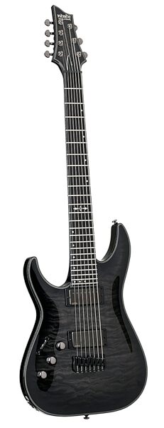 Schecter Hellraiser Hybrid C-7 Electric Guitar, 7-String Left-Handed, Transparent Black Burst