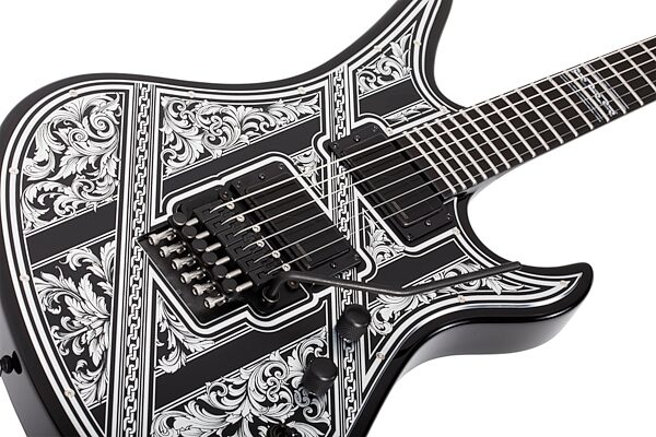 Schecter Avenger FR Przym Palladium Electric Guitar, Gloss Black, Action Position Back