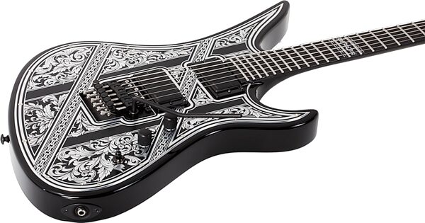 Schecter Avenger FR Przym Palladium Electric Guitar, Gloss Black, Action Position Back