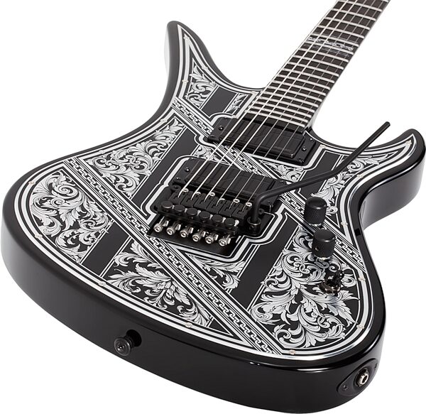 Schecter Avenger FR Przym Palladium Electric Guitar, Gloss Black, Action Position Back