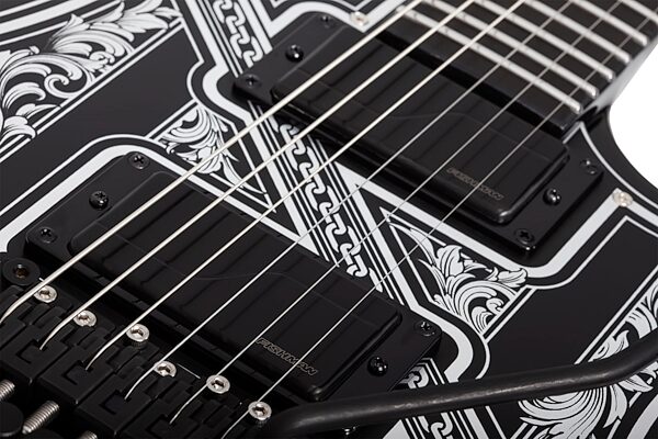 Schecter Avenger FR Przym Palladium Electric Guitar, Gloss Black, Action Position Back