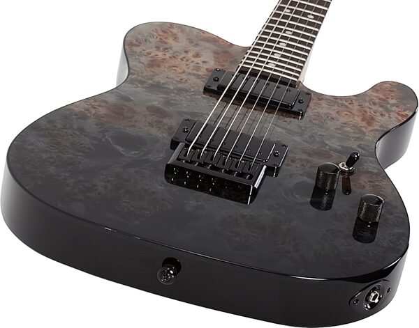 Schecter PT Standard Electric Guitar, Black Fade Burst Burl, Action Position Back