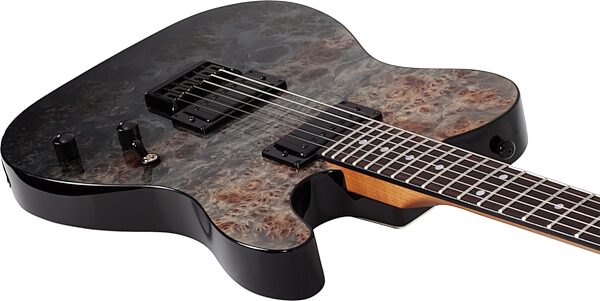 Schecter PT Standard Electric Guitar, Black Fade Burst Burl, Action Position Back