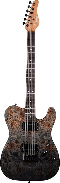 Schecter PT Standard Electric Guitar, Black Fade Burst Burl, Action Position Back