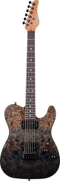 Schecter PT Standard Electric Guitar, Black Fade Burst Burl, Action Position Back