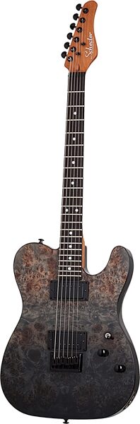 Schecter PT Standard Electric Guitar, Black Fade Burst Burl, Action Position Back