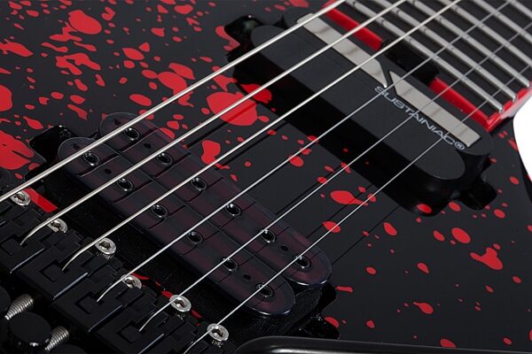 Schecter Sullivan King Banshee FR-S Electric Guitar, Obsidian Blood Black, Action Position Back