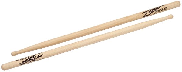 Zildjian Hickory Series Super 5B Drumsticks, Wood Tip