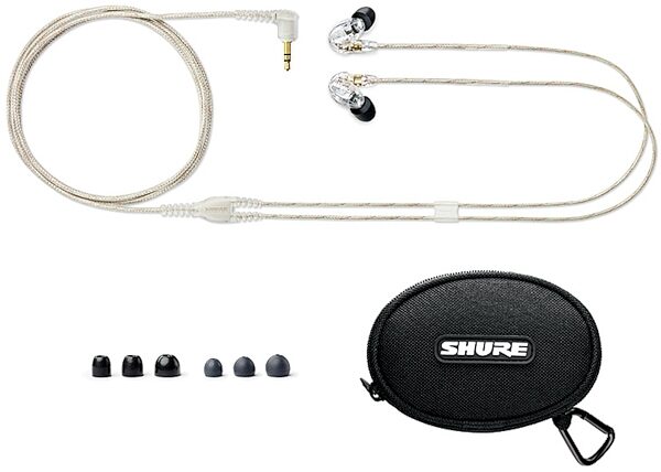 Shure SE215 Pro Sound Isolating Earphones, Clear, SE215-CL, With Acessories