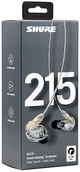 Shure SE215 Pro Sound Isolating Earphones, Clear, SE215-CL, Package