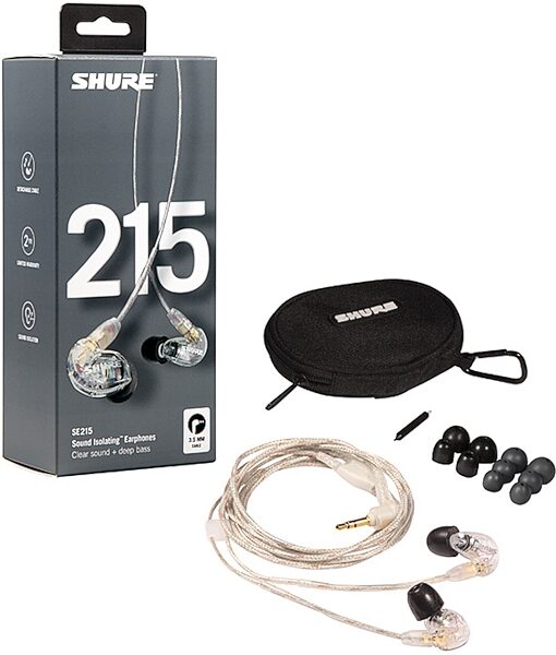 Shure SE215 Pro Sound Isolating Earphones, Clear, SE215-CL, Package Contents