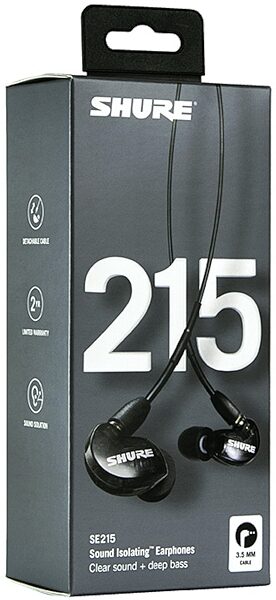 Shure SE215 Pro Sound Isolating Earphones, Transparent Black, SE215-K, Open Box (Very Good), Package