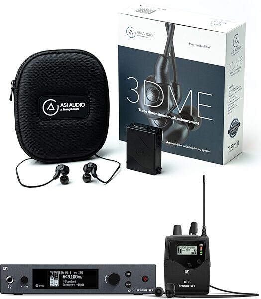 Sennheiser EW IEM G4 Wireless IEM System with ASI 3DME Earphones Bundle, Band A (516-558 MHz), Main