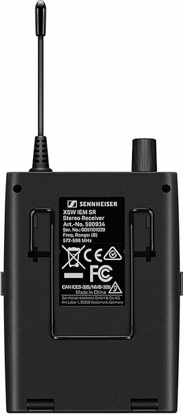 Sennheiser XSW IEM EK Stereo Wireless In-Ear Monitor Receiver, Band A (476 - 500 MHz), Receiver Back