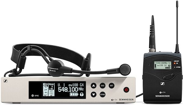 Sennheiser ew100 G4 ME3 Wireless Headset Microphone System, Band G (566-608 MHz), Action Position Back