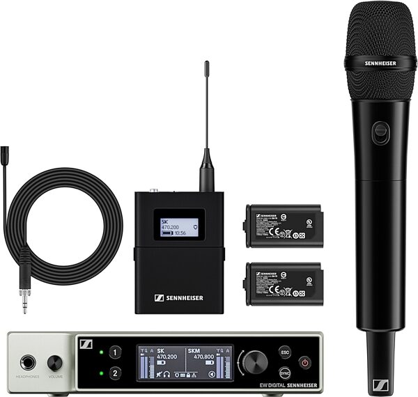 Sennheiser EW-DX MKE 2/835-S Dual Wireless Microphone Combo Set, Band Q1-9, Action Position Back