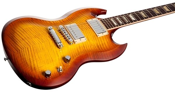 Gibson SG Diablo Premium Plus Electric Guitar (with Case), Iced Tea Closeup
