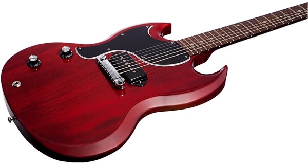 Gibson Left-Handed SG Junior Electric Guitar with Gig Bag, Heritage Cherry Closeup