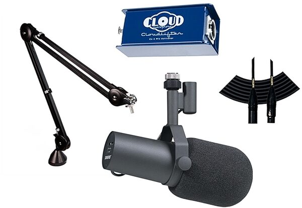 Shure SM7B Dynamic Cardioid Studio Vocal Microphone, With Cloudlifter Pack + Boom Arm, shure
