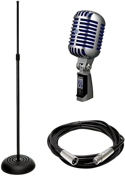 Shure Super 55 Deluxe Vocal Microphone, With Microphone Stand and XLR Cable, shure