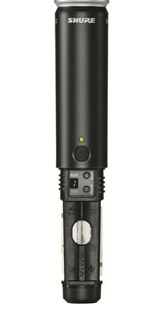 Shure BLX24/B58 Handheld Wireless Beta58A Microphone System, Band J11 (596-616 MHz), Battery Compartment