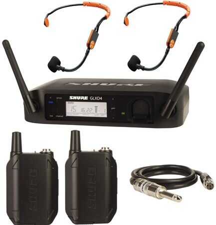 Shure GLXD14/SM31 Bodypack Wireless Headset Microphone System, System with Two Bodypacks and Headsets