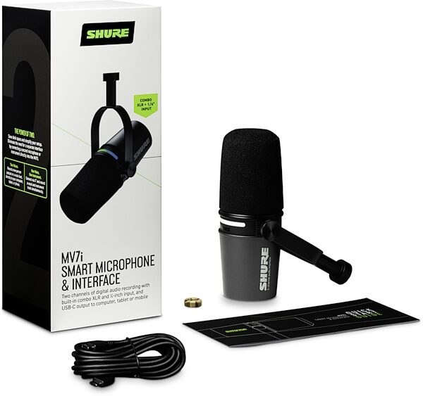 Shure MV7i Smart Microphone with Audio Interface, New, Action Position Back