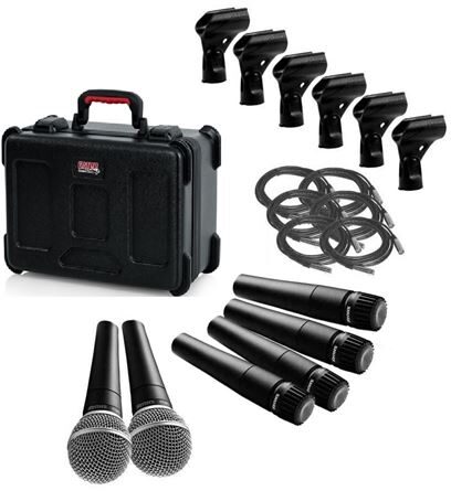 Shure SM57 and SM58 Microphone Package, 4xSM57, 2xSM58, Pig Hog Cables and Gator Case, Main