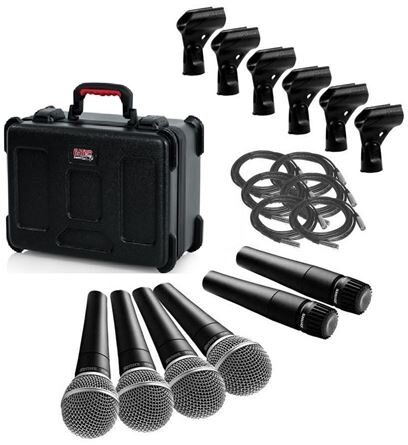 Shure SM57 and SM58 Microphone Package, 4xSM58, 2xSM57, Hot Wires Cables and Gator Case, Main