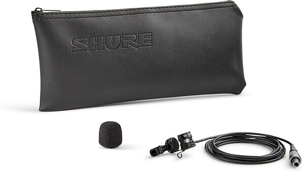 Shure WL185M Low-Profile Cardioid Lavalier Microphone, LEMO Connector, Black, Action Position Back
