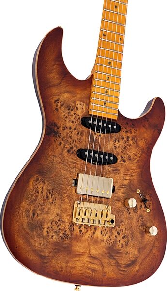 Sire Larry Carlton S10 HSS Electric Guitar (with Case), Natural Burst, Action Position Back