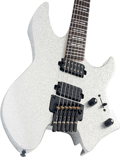 Sire Larry Carlton X6 Headless Electric Guitar (with Gig Bag), Silver Sparkle, Action Position Back